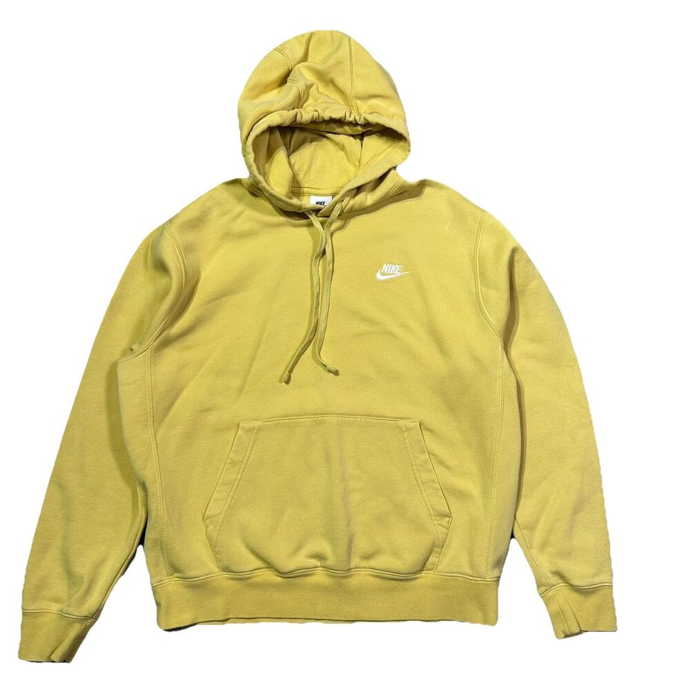 Nike Sportswear Hoodie Men’s Large Club Fleece Yellow Pullover BV2654-765